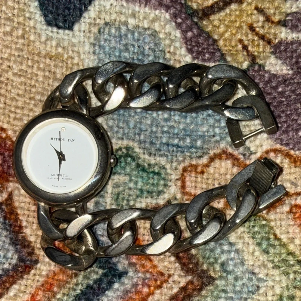 Silver Women's Watch Mitzou Yan vintage 80’s silver chunky chain ⛓️‍💥
